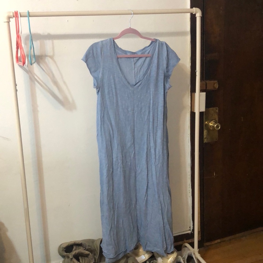 Blue shin length dress